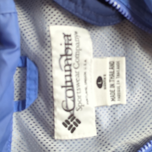 Columbia Blue Purple Long Hooded Thinly Lined Spring Fall Utility Jacket Size L - Picture 4 of 9